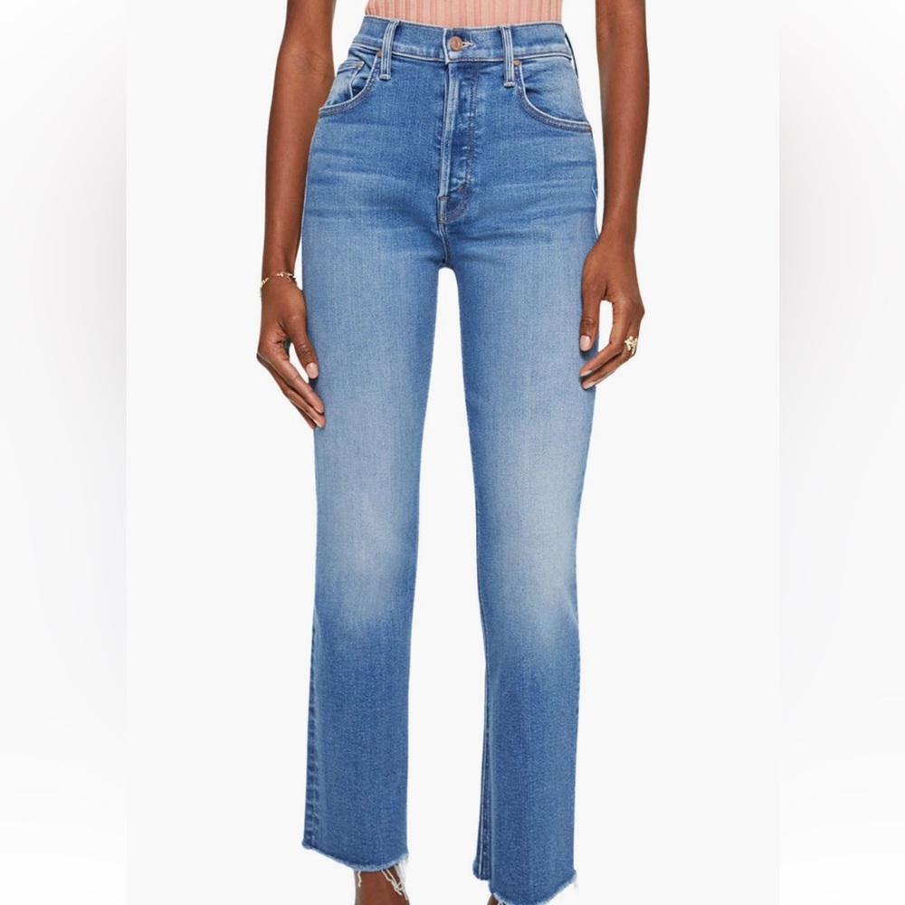 MOTHER The Tripper Frayed High Waist Anklet Boot Cut Jeans (Meet Cute)